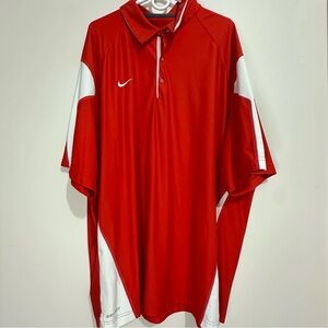 Rare Vintage Nike Ripstop Dri-FIT Golf Polo 4XL Red White Metal Swoosh Button